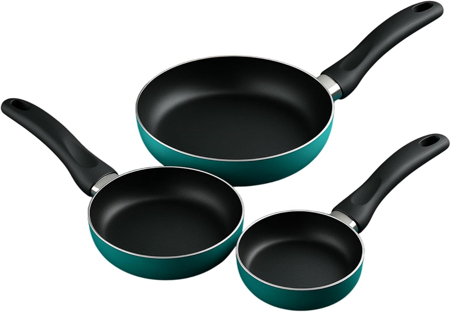 Well Home Set of 3 Pans Diameter 16 x 20 x 24 cm Made of Pressed Aluminium Metallic Blue