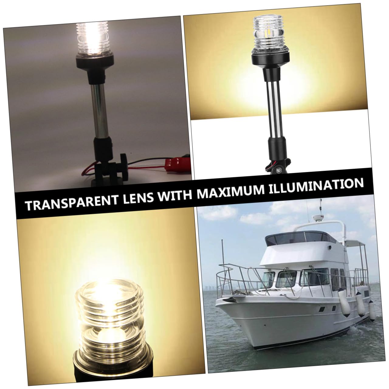 Alipis Luce LED per Barca Ancoraggio, 360° Bianco 4000-4500K, Consumo Energetico Ridotto, Struttura in Acrilico e Lega di Alluminio, 12V Dc per Marino e Nautico