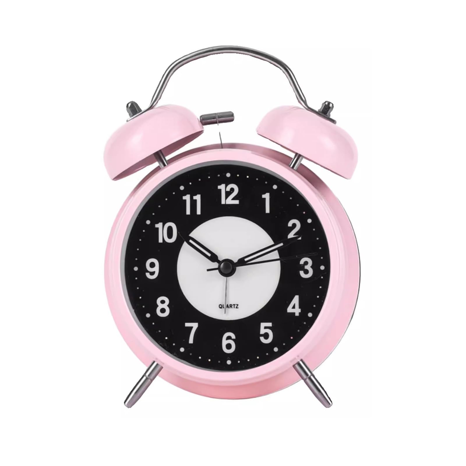 G5Z9W3C7M2 Loud Alarm Clocks Retro Metal Twin Bell Alarm Clock with Night Ligh Silent Non-ticking Luminous Quartz Analog Desk Clocks(Pink)