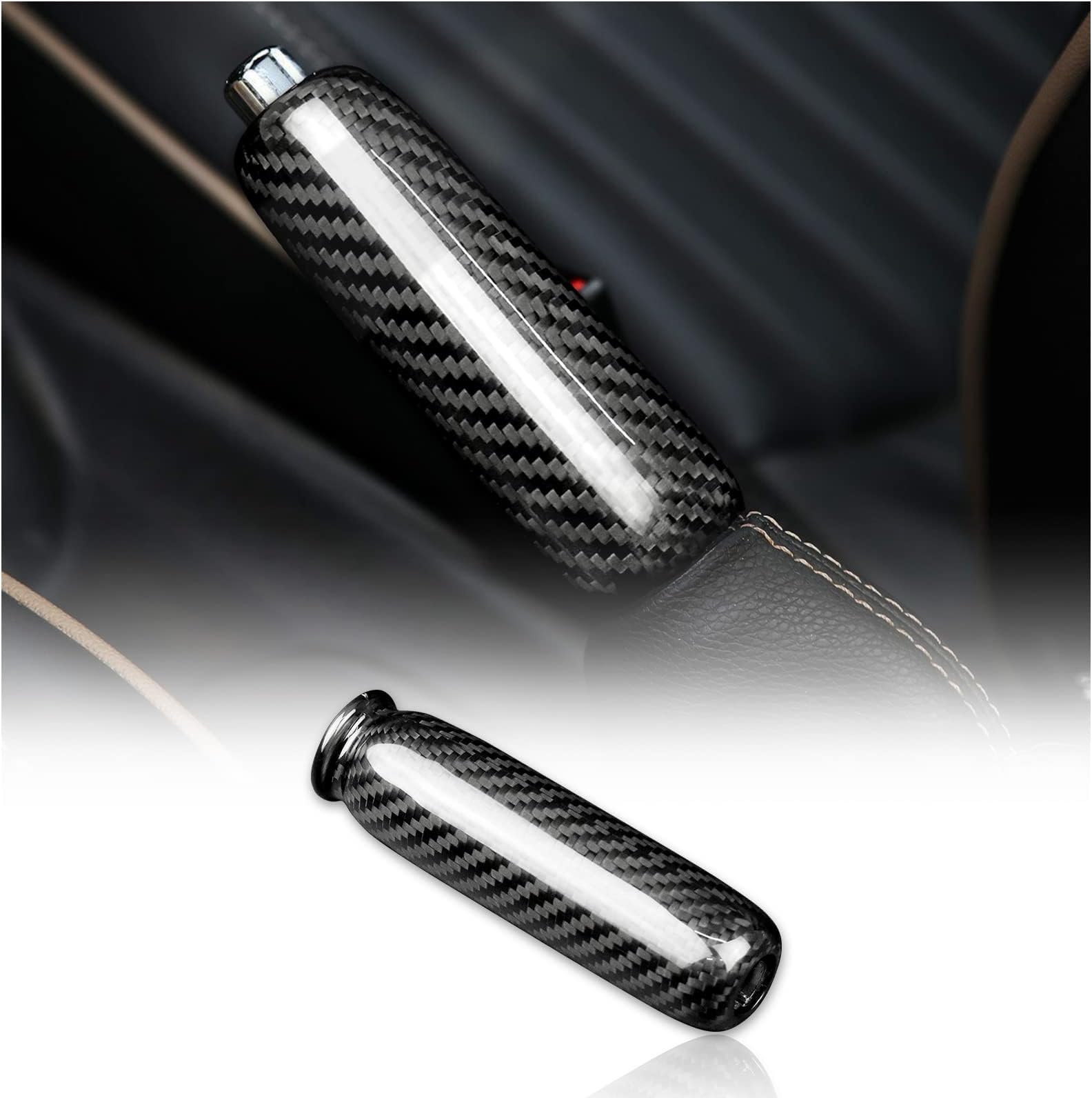 KUNGKICCarbon Fiber Car Handbrake Grips Cover Handle Lever for MINI Cooper R50 R52 R53 R55 R56 R57 R58 R59