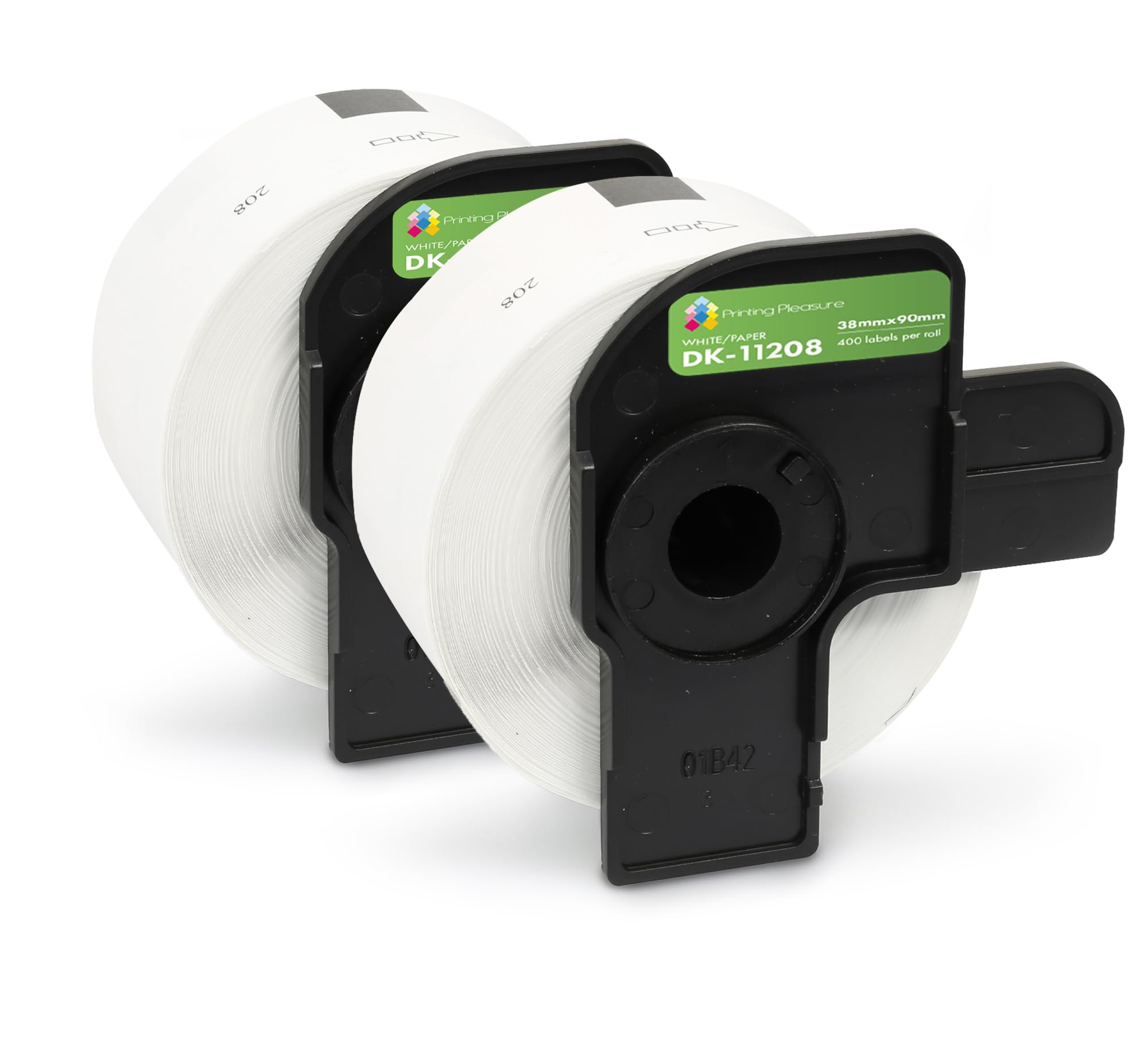 Printing Pleasure 2X DK-11208 White Address Label 38mm x 90mm Compatible with Brother P-Touch QL-1050 QL-1050N QL-1060N QL-500A QL-500BS QL-580 QL-580N QL-650TD Label Printers