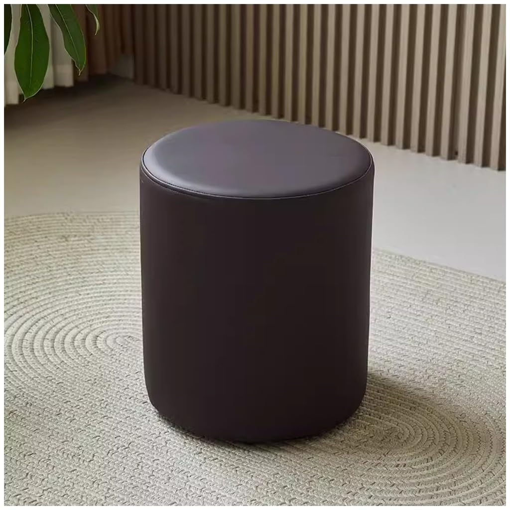 Tabouret de maquillage rond marron en similicuir élégant et assise confortable chic