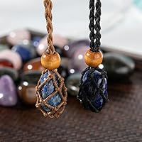 Vista 2 de Cordón de collar hecho a mano, soporte de piedra vacía, cordón de collar para cristal, cordón de collar de piedra cruda de cuarzo, soporte