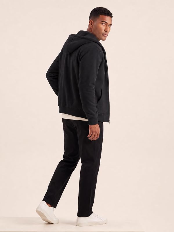 JMIERR Mens Oversized Full Zip Up Hoodie Sweatshirt Fleece Lined M Black image 3