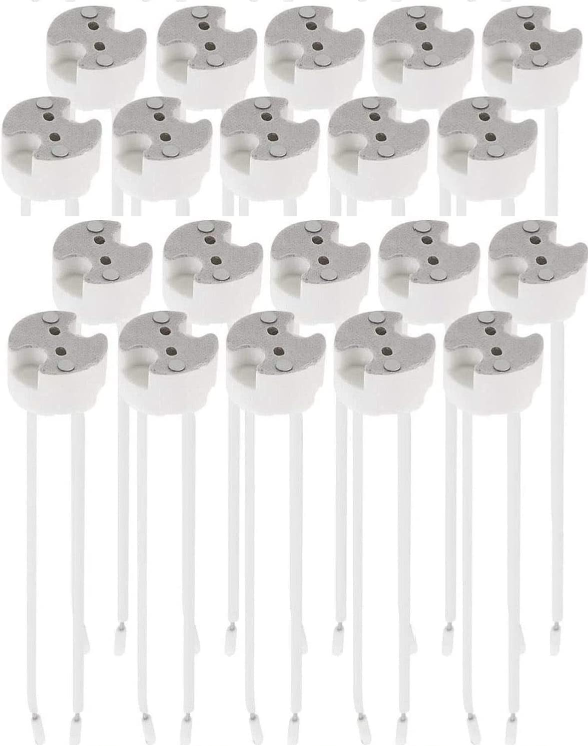 20 Pack MR16 Light Socket for Halogen and LED, fits All GU5.3 Sockets, Ceramic Base with Silicon Wire Also fits MR11 and G4 (Pack of 20)