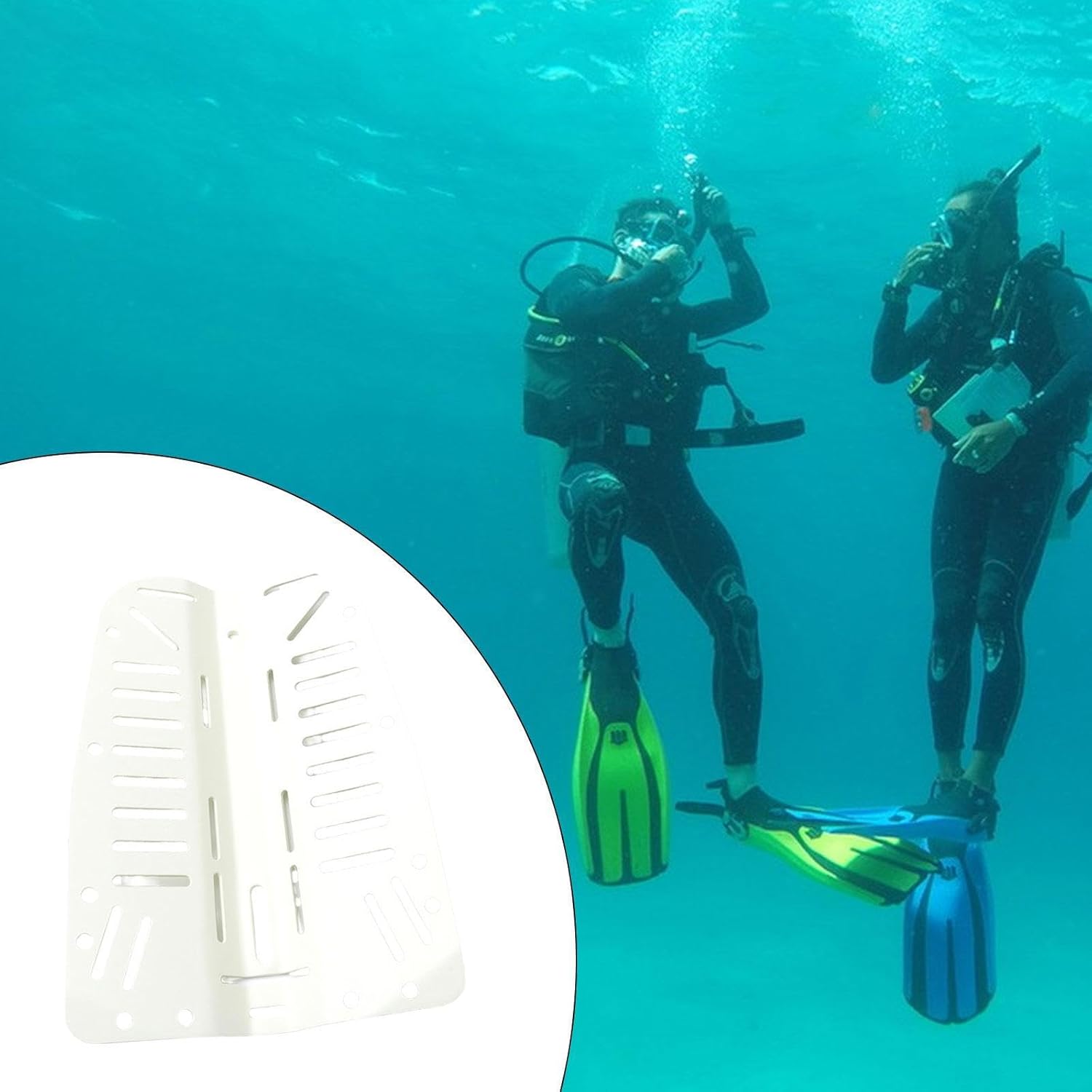Scuba Diving Backplate Lightweight Carbon Fiber Stainless Steel Tank Support Tech Gear, White