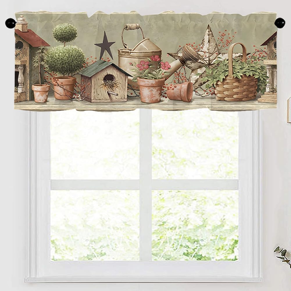 Daisy Valance Curtains for Windows, Vibrant Daisies Freely Swaying in the Nature Window Valance Curtains for Bathroom Privacy Protection Rod Pocket Botanical Kitchen Valances,2 Panel, 54" W x 18" L