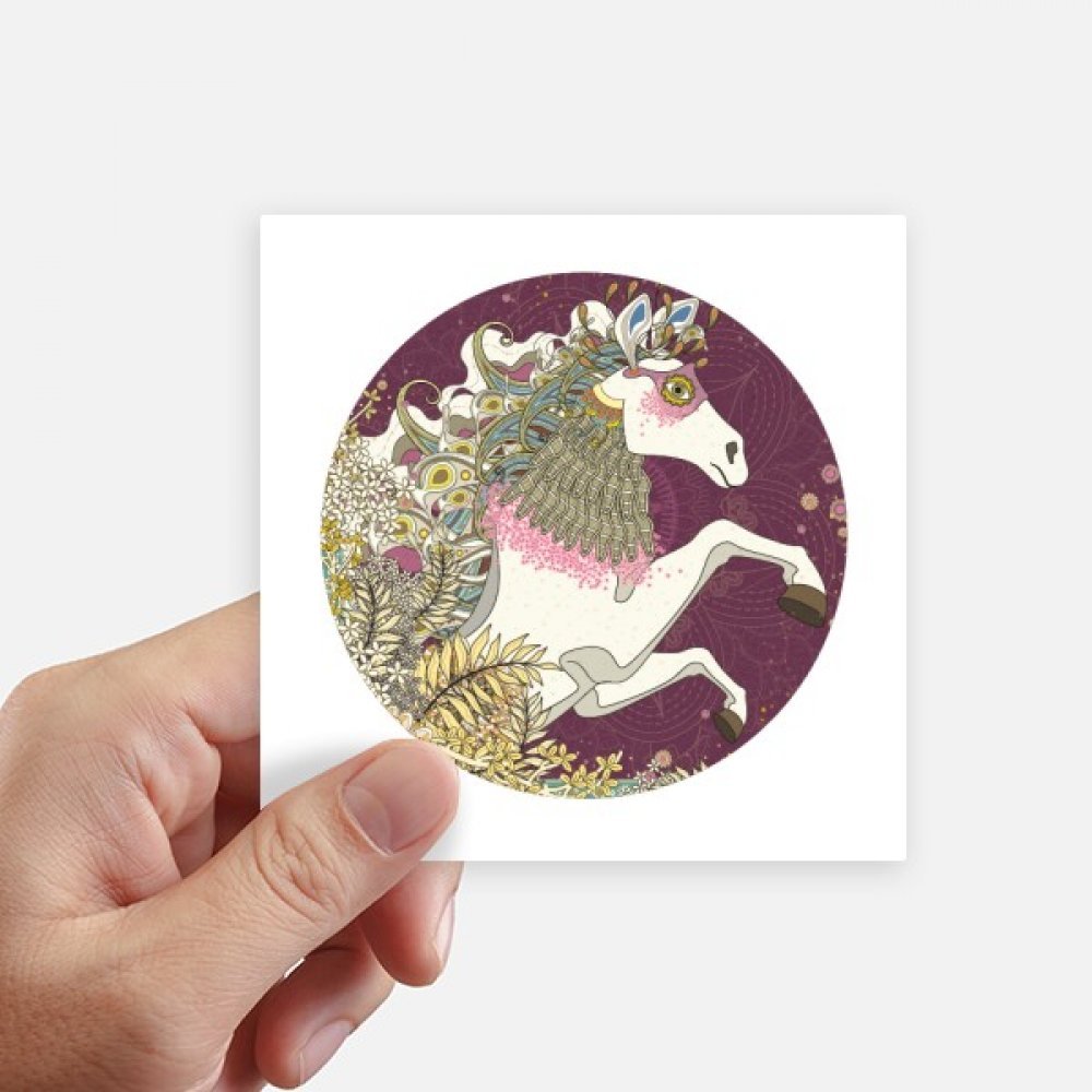 Autocollant multicolor format 10x10 cm motif estampe japonaise Wing Horse - Lot de 8