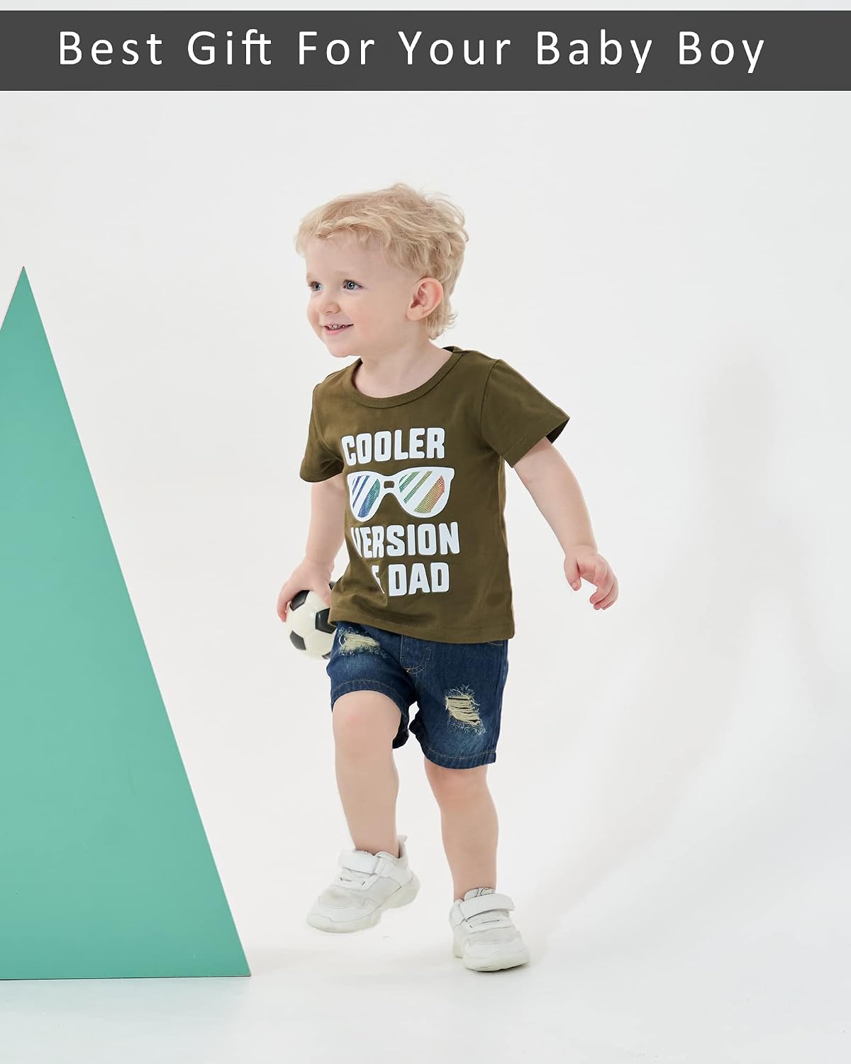 NZRVAWS Baby Boy Clothes Toddler Boy Outfit 2 3 4T 6 12 18 24 Months Spring Summer Letter Printed T Shirt Shorts Ripped Jean