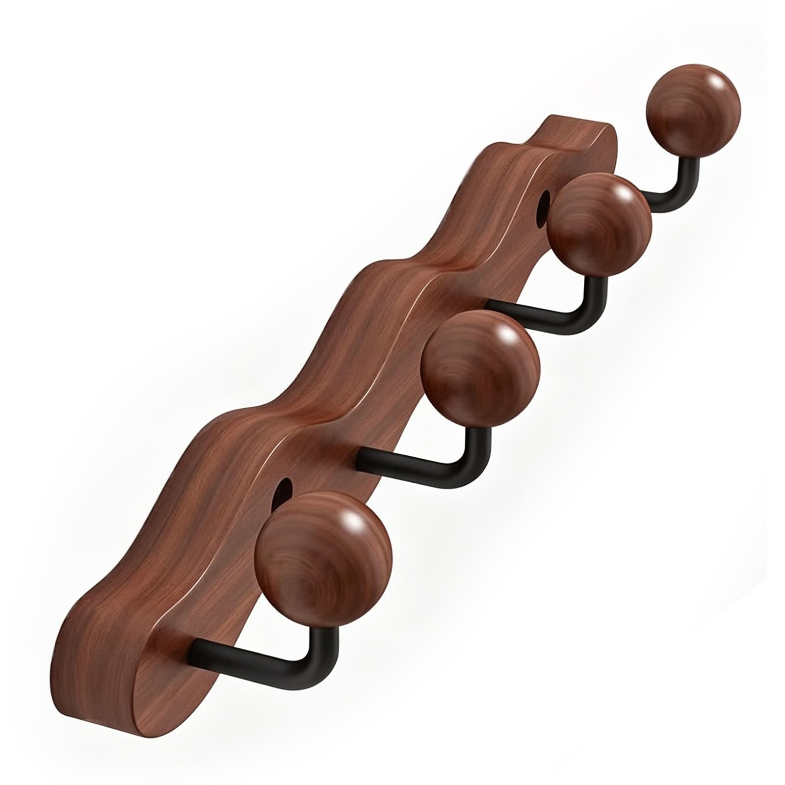 Ltsrll Walnut Rustic Wall-Mounted Coat Rack Hooks For Bathroom Closet Entryway