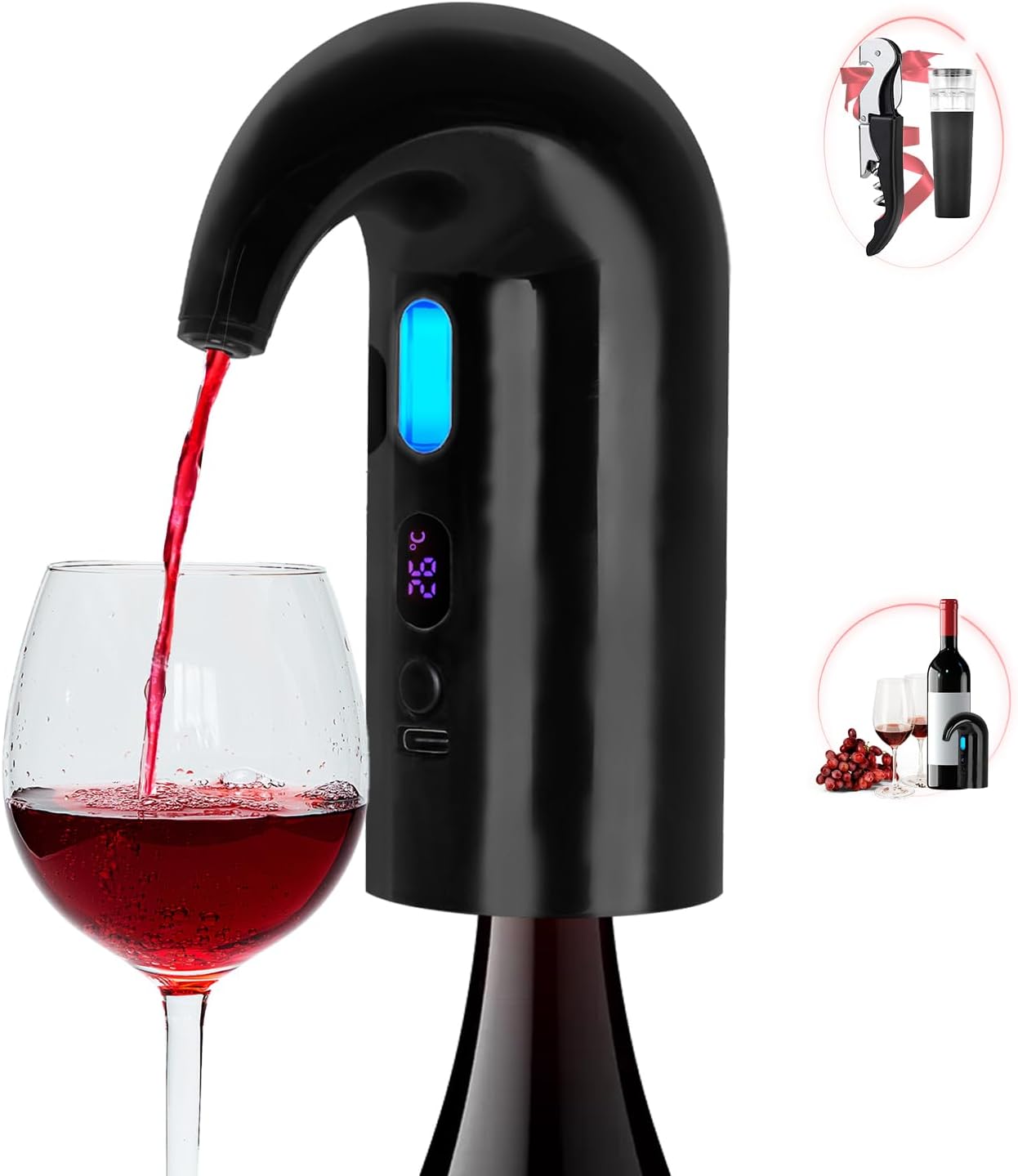 Numhew Plastic Electric Wine Aerator Pourer With Stopper Automatic Wine Bottle Dispenser Machine With Usb Rechargeable D3w5j8f4