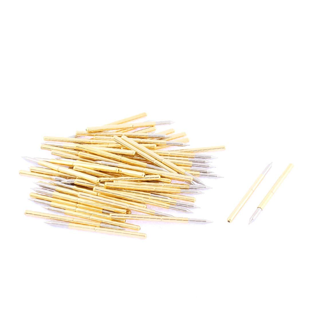 NEW LON0167 P125B 33mm Length Spear Tip Spring Loaded Contact Test Probe Pin Gold Tone 60Pcs(P125B 33mm Länge Speerspitze federbelastet Kontaktsonde Pin Gold Tone 60Pcs