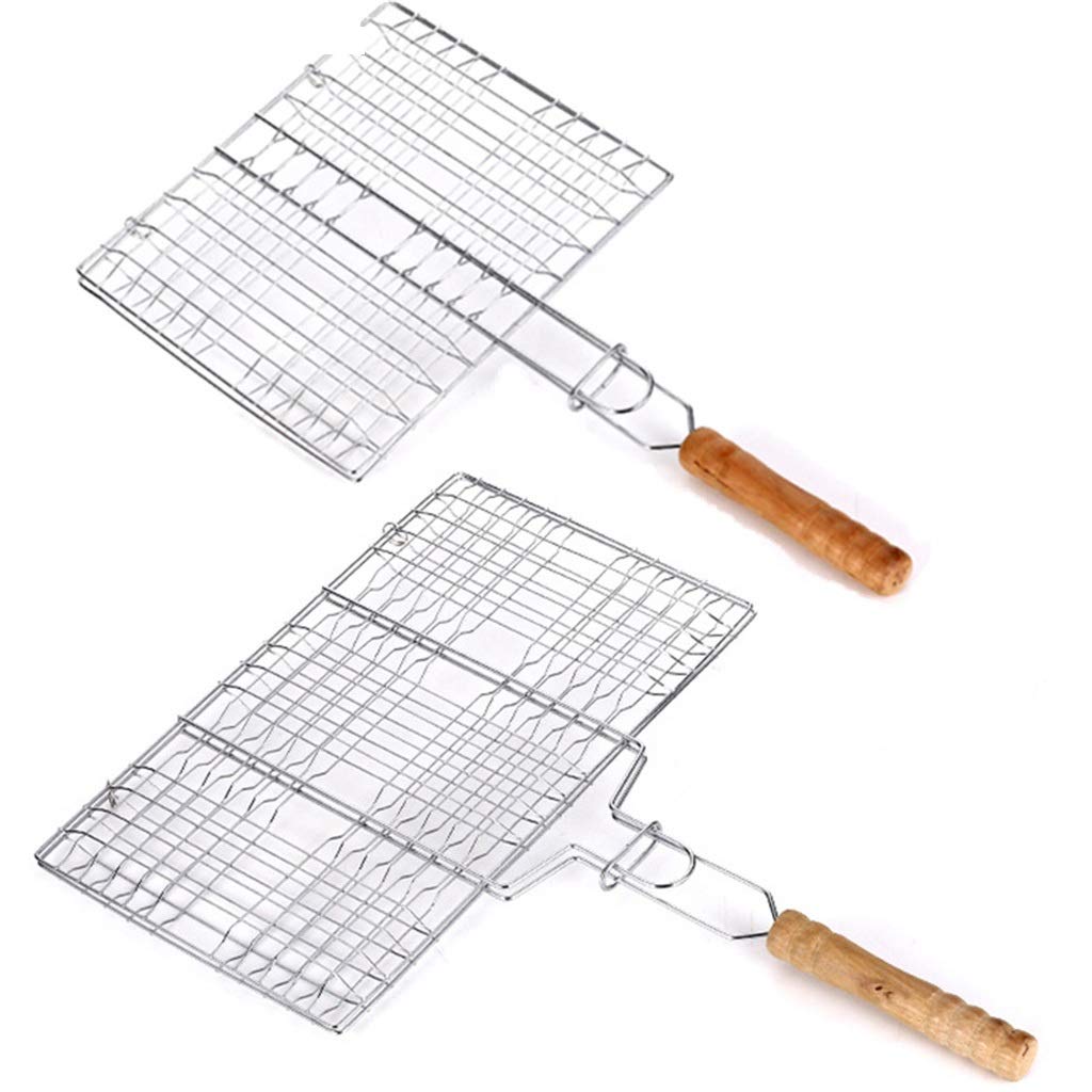 Goldbaking Cestello per Barbecue Portatile Griglia per Barbecue Antiaderente in Acciaio Inossidabile Cestello per Barbecue Strumenti Griglia per Hamburger di Pesce (Size : 23cm)