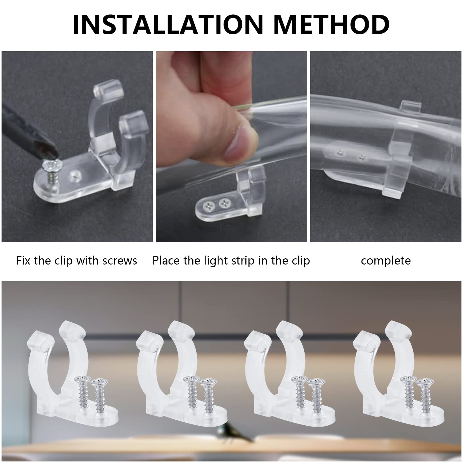 30 Stück LED Clips Set + 60 Schrauben - Halterungen Für Lichtschläuche 10-15mm