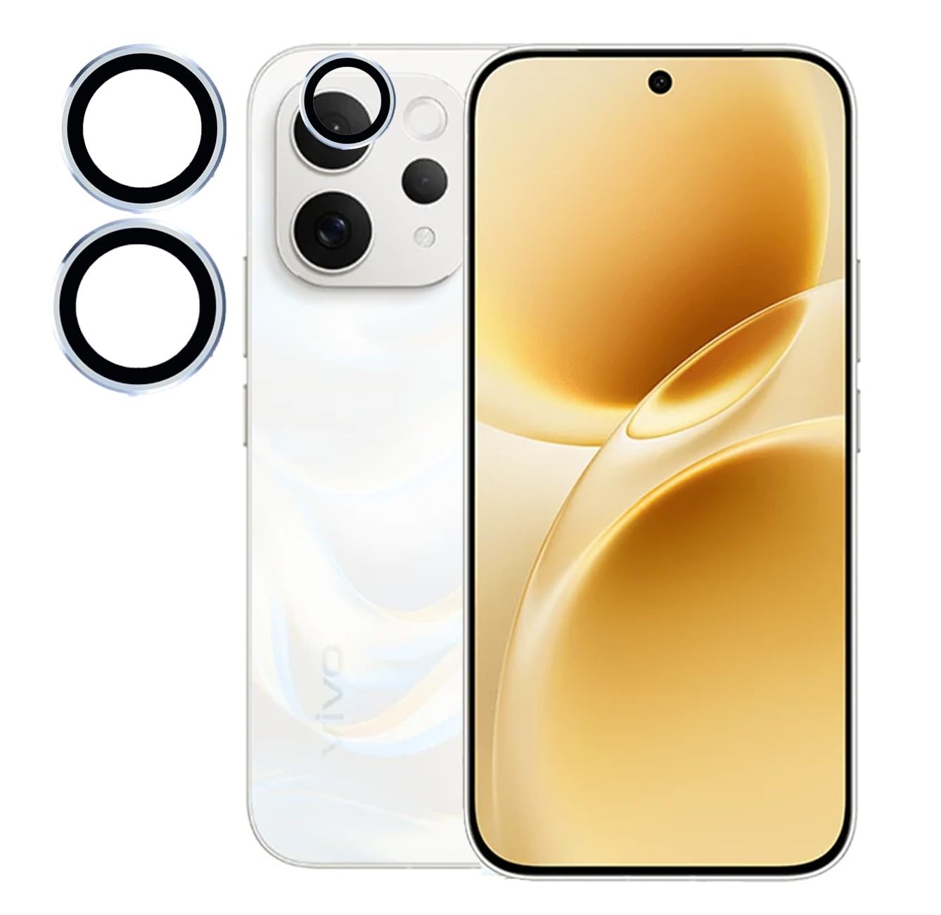 Camera Lens Frame Glass Compatible with vivo V70 Tempered Glass Aluminum Alloy Frame Individual Camera Lens Protector Cover Blue