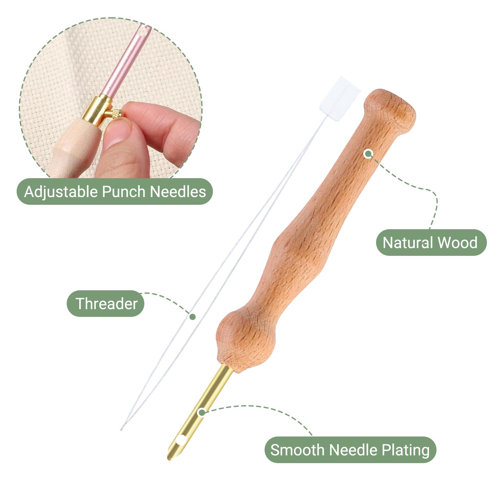 36 Pezzi Punch Needle Kit, Ago Magico Per Ricamo, Kit Di Aghi Da Ricamo Regolabili Per Strumento Per Ago Da Punch, Aghi Da Ricamo Regolabili, Ricamo Ad Ago Per Punch E Penna, Kit Ricamo Principianti