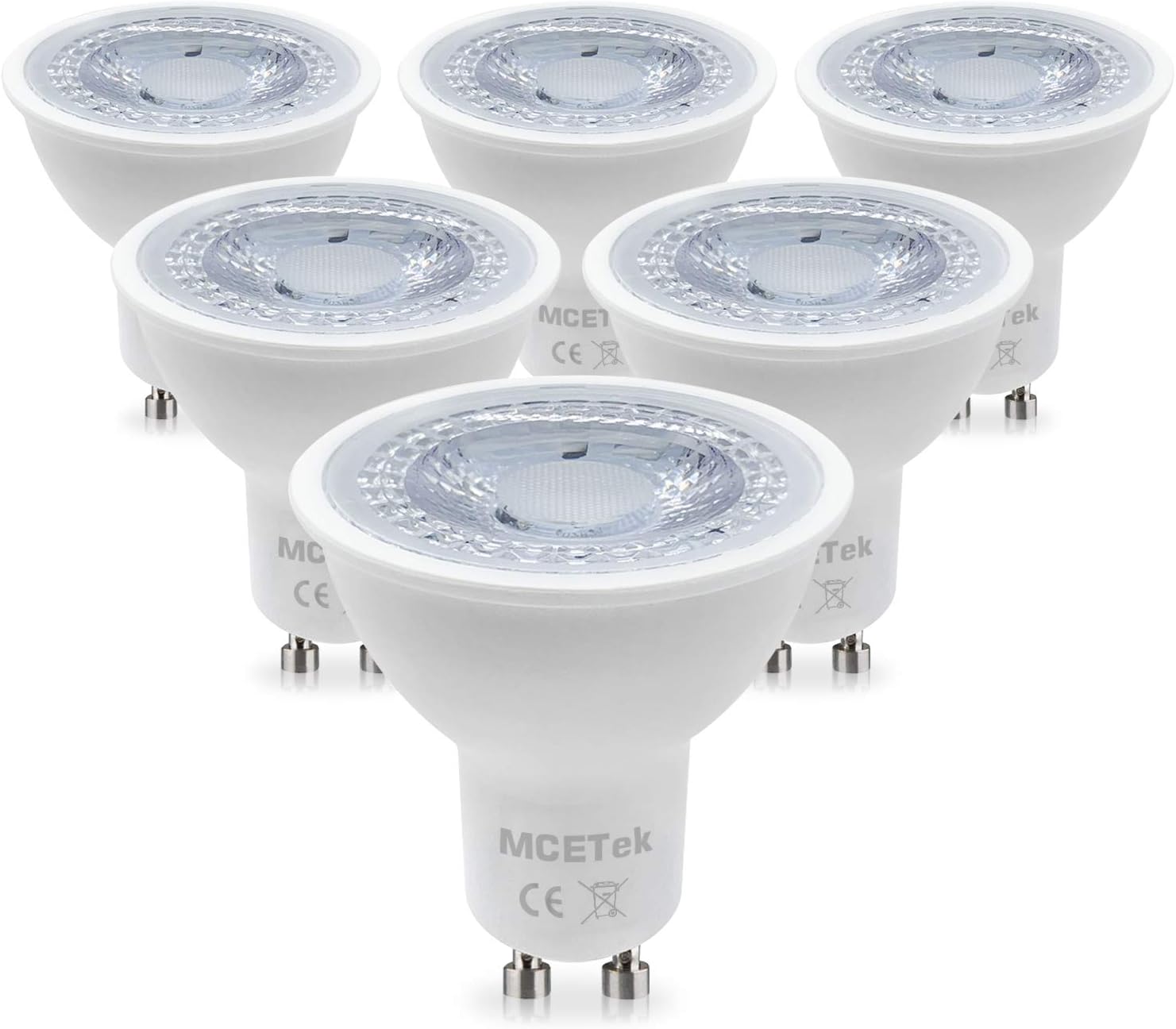 GU10 LED Light Bulbs, Warm White 6 Packs 6W Spotlight 3000K Track Light Bulb 38° Beam Angle AC 220-240V Equivalent for 50W Halogen Lamp No Dimmable Energy Class A+ [Energy Class A+]