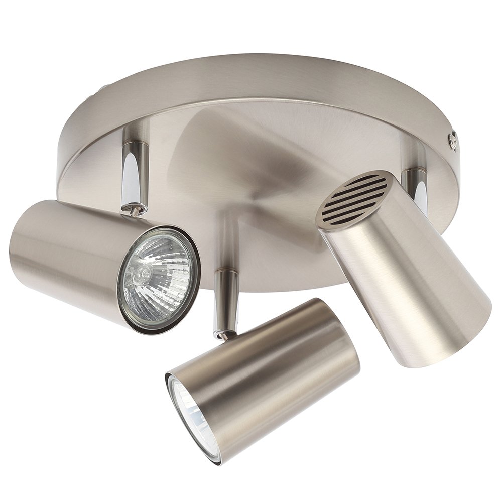 LITECRAFT Chobham Spotlight Plate Adjustable GU10 Ceiling Light - (3 Light, Satin Nickel)