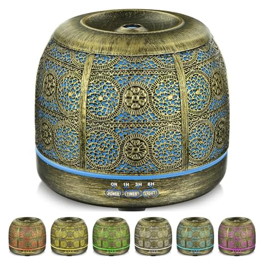 SALKING Aktualisierte Version Aroma Diffuser, 500ml Metall Aromatherapie Diffusor für ätherische Öle, 7 Farbe Duftlampe Vintage Diffusor Luftbefeuchter für Baby, Zuhause Büro Oder Yoga