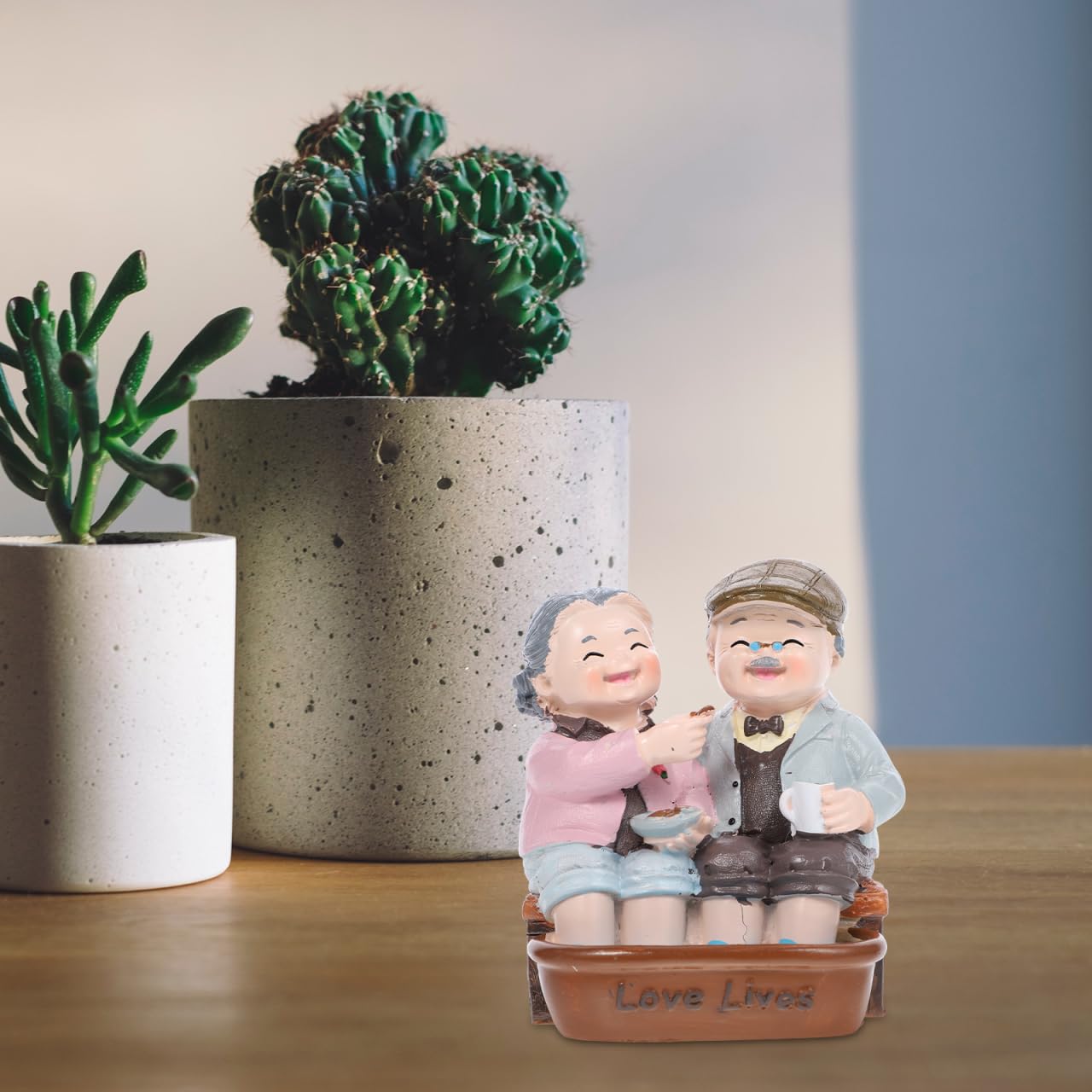 Homoyoyo Figurine di Coppia di Anziani in Resina Marito Figure Torta Topper Anziani Modello In Miniatura Il Nonno E Nonna Decorazione Torta Creativo Ornamento Casa Mini Ornamento