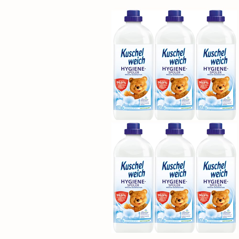 7tlg. Pflege-Set: 6x1000ml Kuschelweich Hygiene-Spüler Wäsche-Desinfektion 72WL + STUDIO.MUNET Sisal Bag