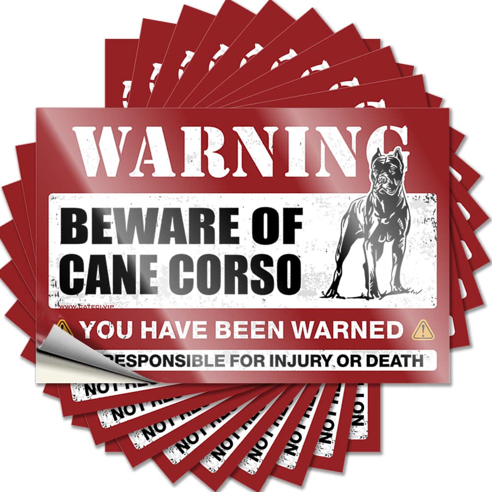 Beware of Cane Corso Big Sticker | Shower Decor Waterproof Vinyl Window Winter Removable Decal Peel Stick(8X12CM)