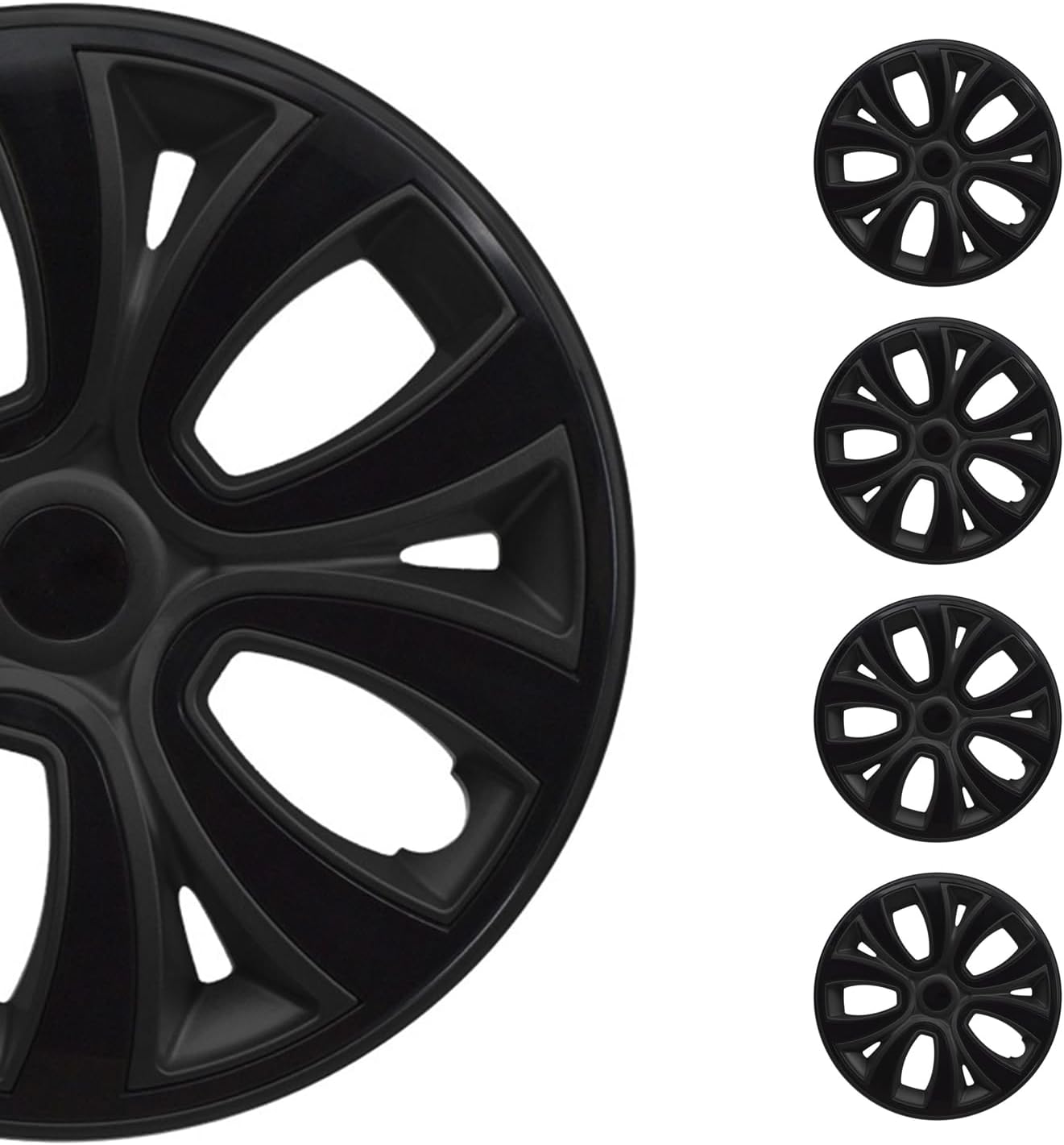 Lot De 4 Enjoliveurs 16 Pouces Noir/Mat/Jaune - Pour Jantes Acier, Protection Et Style - Compatibles Voiture - 10