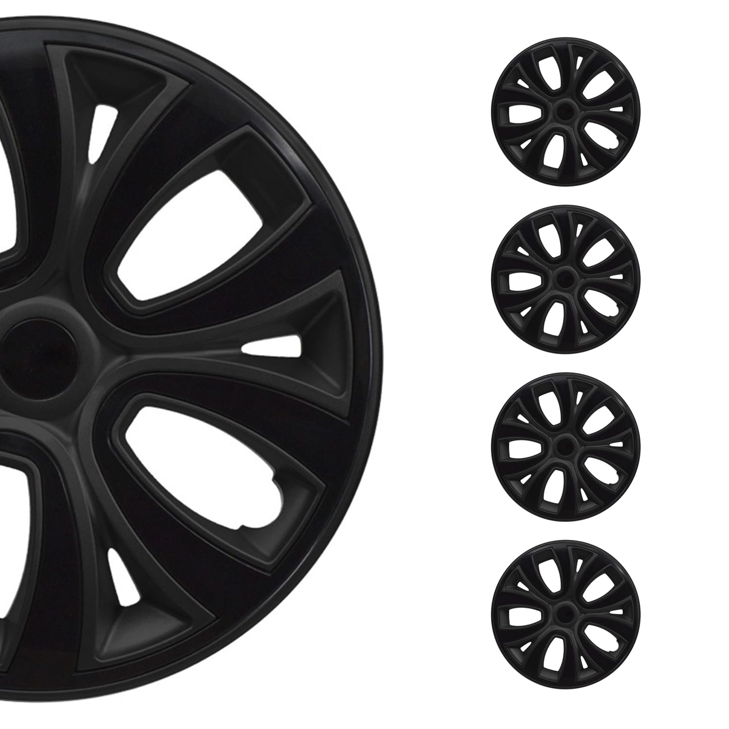 OMAC 4X Radkappen Radzierblenden Radblenden 14" Zoll Stahlfelgen Matt Schwarz-Schwarz