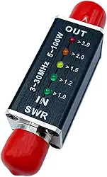 Generic Medidor de potência VSWR de 100 W, leve e compacto, com LED VSWR, 5 luzes indicadoras de LED para transmissão de televisão em campo externo