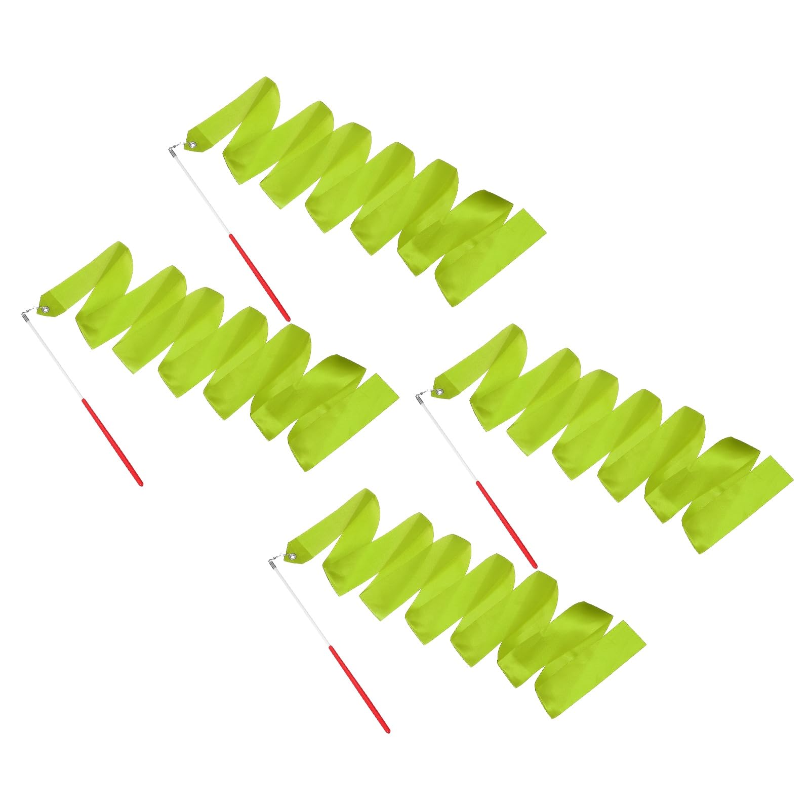 YELARXI 4 Pcs Dance Ribbons, 78.7" Gymnastics Ribbon Streamers, Rhythmic Dance Twirling Sticks with Non-Slip Red Wand -Fitting for (Gymnastics/Talent Shows/Artistic/Party) Olive Green