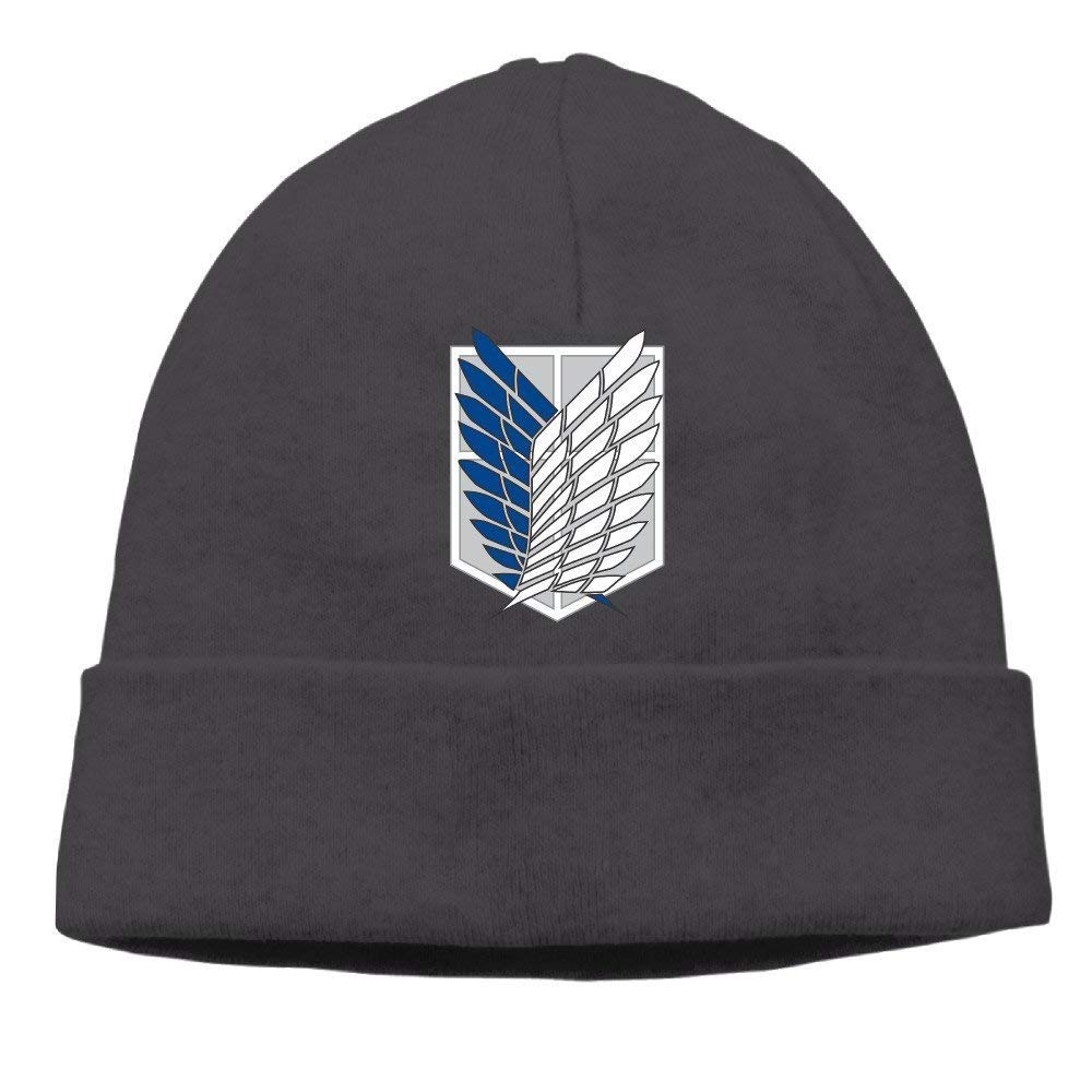zhouzhouPittGo Attack On Titan Survey Corps Woolen Hat Knit Cap Beanie Cap for Unisex Black
