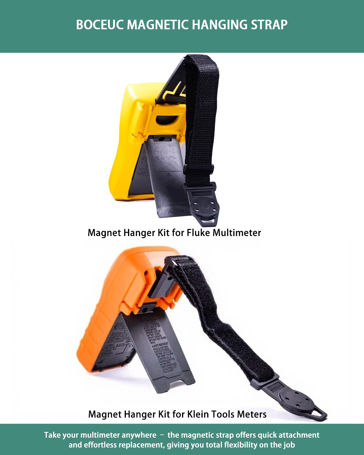 Magnetic Hanging Strap for Fluke 115, 116, 117, 175, 177, 179, 15B+, 17B+, 18B+, 87V, 287, 289 Compatible with Klein Tools MM & CL Series MM400, MM300, CL600, CL700,CL800