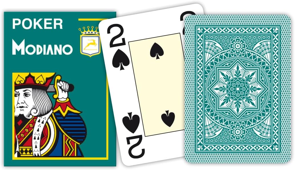ModianoPlaying Cards - Poker Cristallo 4 Index Dark Green