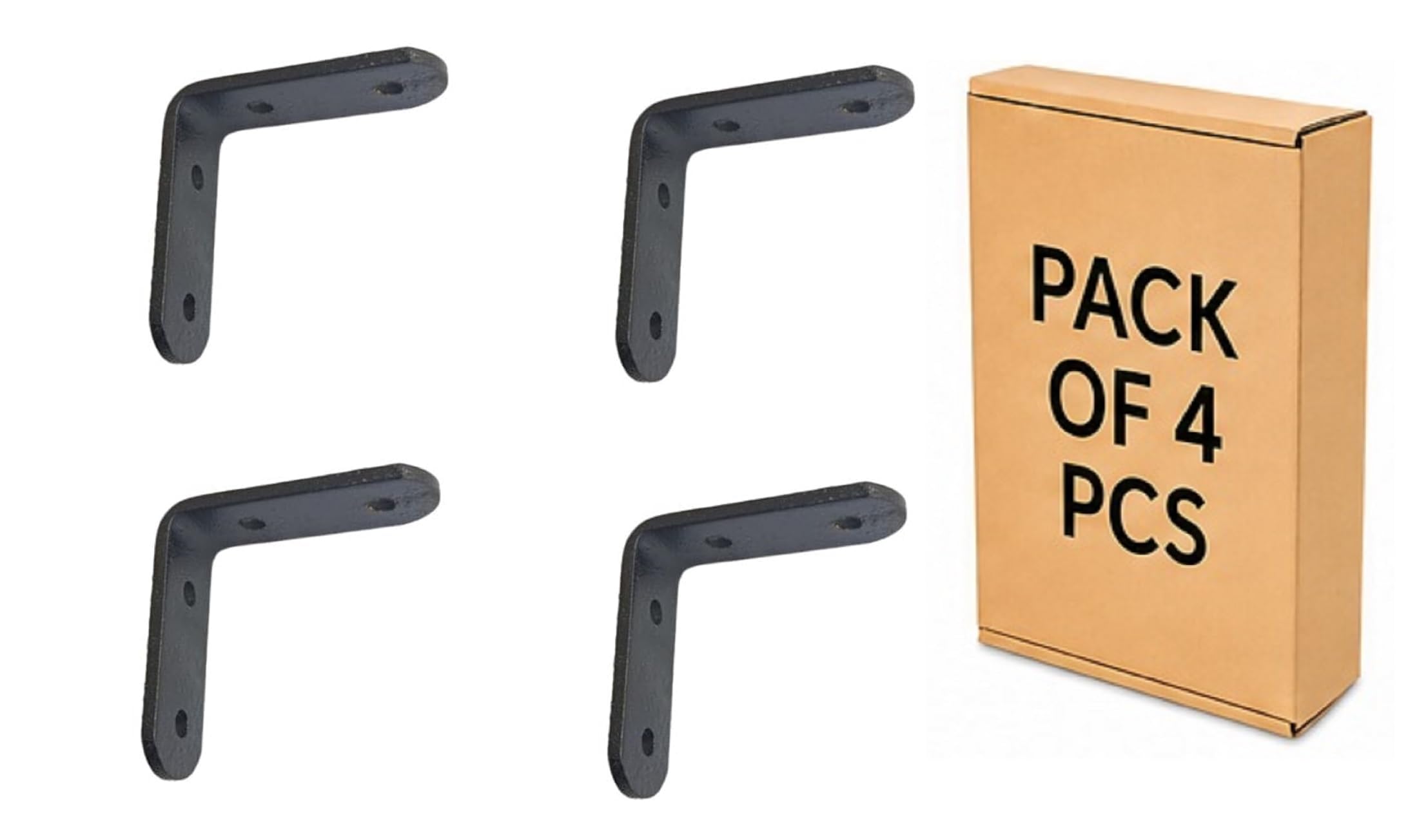 Q1 Beads 4 Pack Metal 3 x 3 inches Heavy Duty 30 Kgs. L Clamp Shelf Bracket 30 kgs Load Capacity Angle Bracket L Bracket for Wall Shelf,Rack, Home,Shop, Showroom (76x76 mm, Black Powder Coated)-image-17