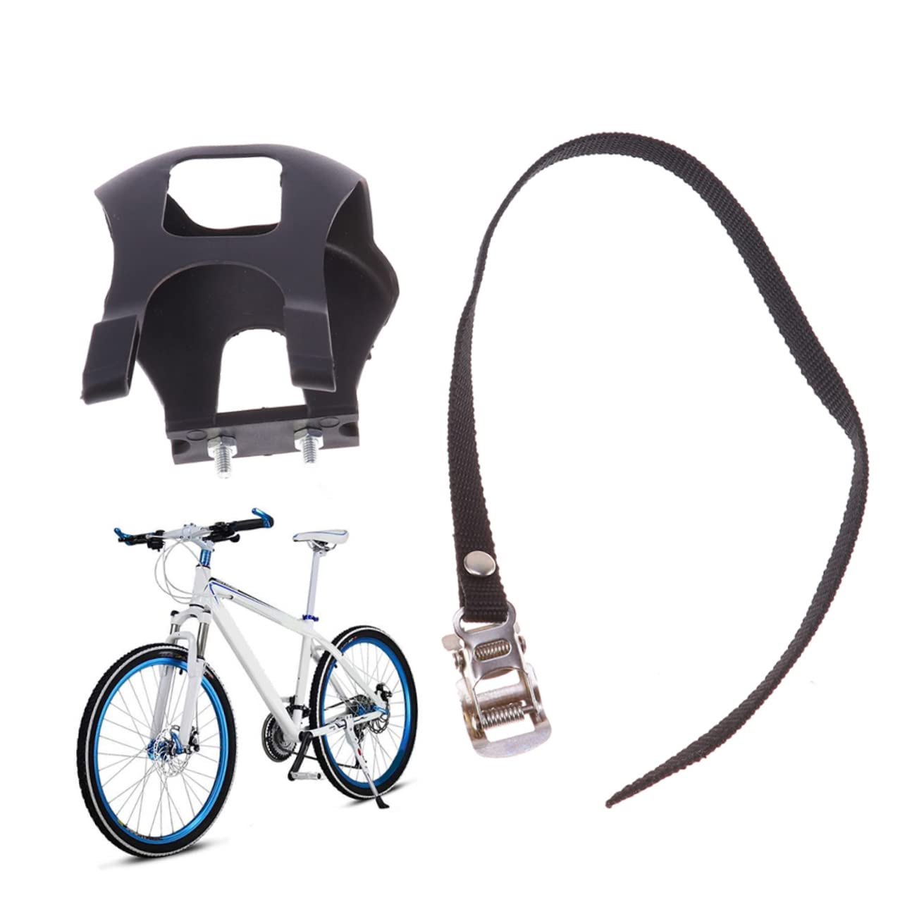 BESPORTBLE 8pezzi Tacchette Per Bici Con Cinghie Fisse Pedali Antiscivolo Per Bicicletta Da Corsa e Mountain Bike Nero Installazione Facile Leggere e Resistenti Al Sole Regolabili Per Tutti