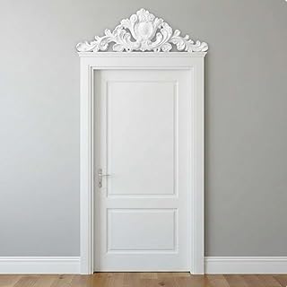 Sintuff 16" W x 47" H x 2" P Door Frame Molding Pediment Over Door Large PU Window Frame Decor French Country Decoration for Home Living Room Entryway Wall Art