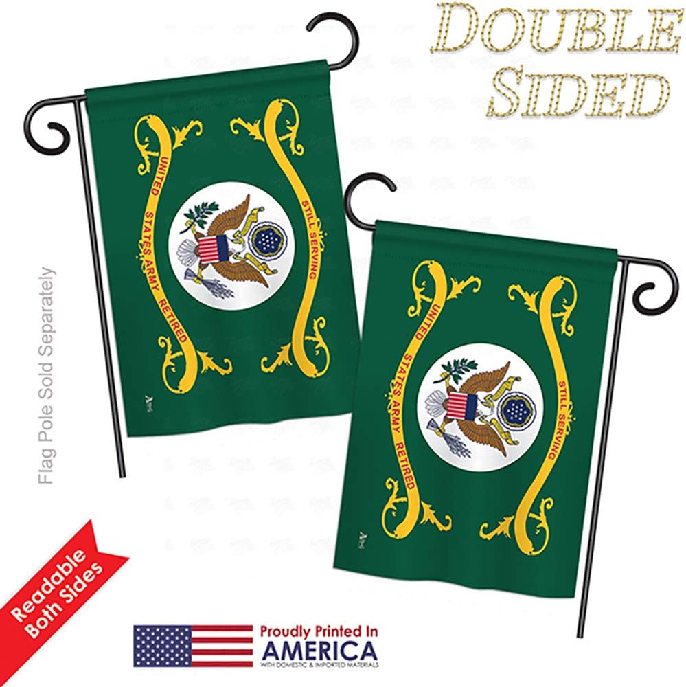 Army Retired Garden Flag Armed Forces Rangers United State American Military Veteran Retire Official Small Decorative Gift Yard House Banner Double-Sided Made In USA 13 X 18.5
