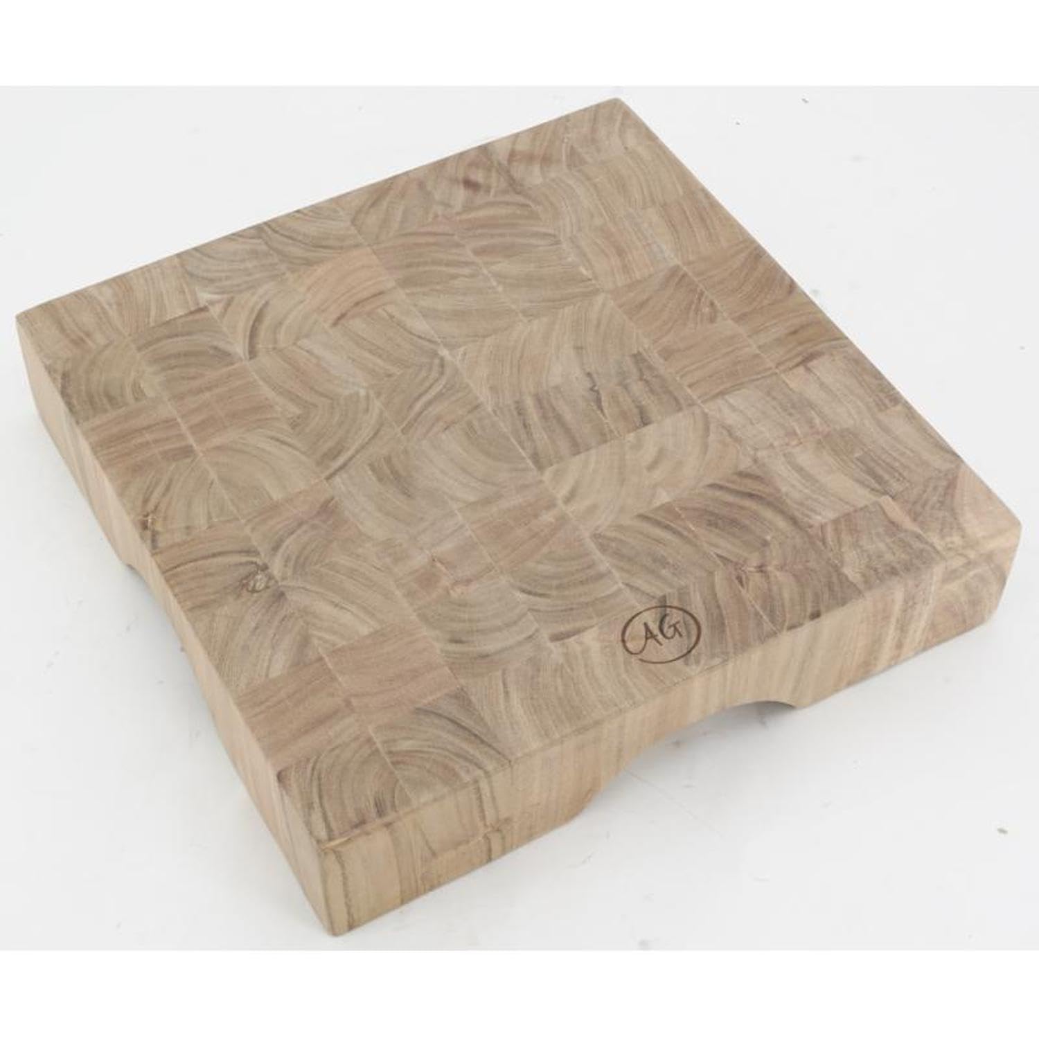 AUBRY GASPARD - Billot de Cuisine en Acacia Naturel Massif - Format Carré 40 x 40 x 8 cm - Finition Damier - Poignées Passe-Main - Poids 10,85 kg - Vendu à la pièce