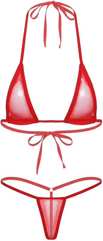 IEFIEL Extreme Sexy Micro Bikini, Ultra Small, Swimsuit, Sheer Bra, Panties, Lingerie, Set, String Panties, Mini Bra, Bikini, T-Shorts, Night Bra