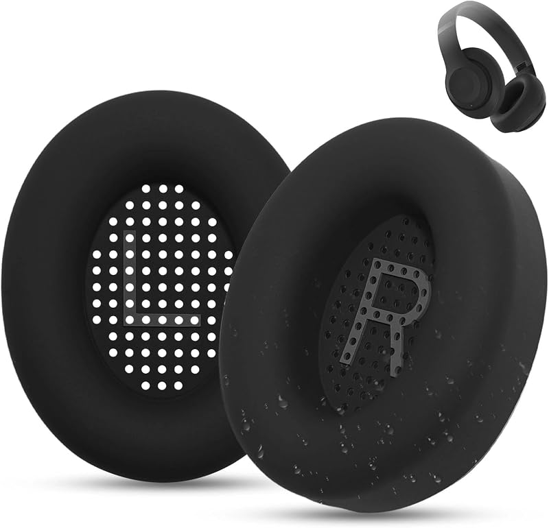 Adhiper Thickened Sweat Ear Covers for Beats Studio Pro Accessories, Black | Upgraded Thick Silicone Earpad Cover, Anti-Slip, Anti-Peeling, Sweat-Proof & Washable, Protector for Gym, Travel, Daily Use