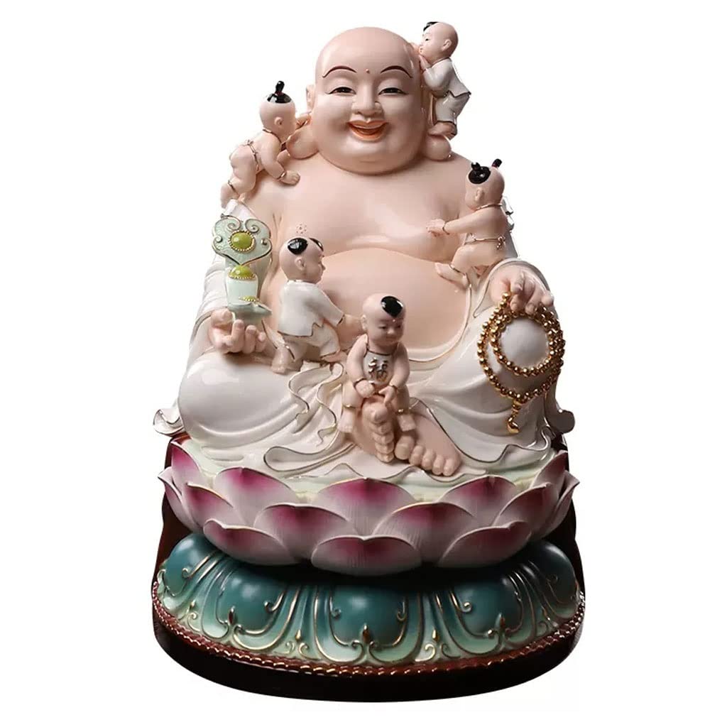 Buddha Statues for Home Decor Ceramic Five Sons Maitreya Buddha Statue Ornament Home Laughing Buddha Big Belly Buddha Statue Five Sons Buddah Decoration Meditation Decor