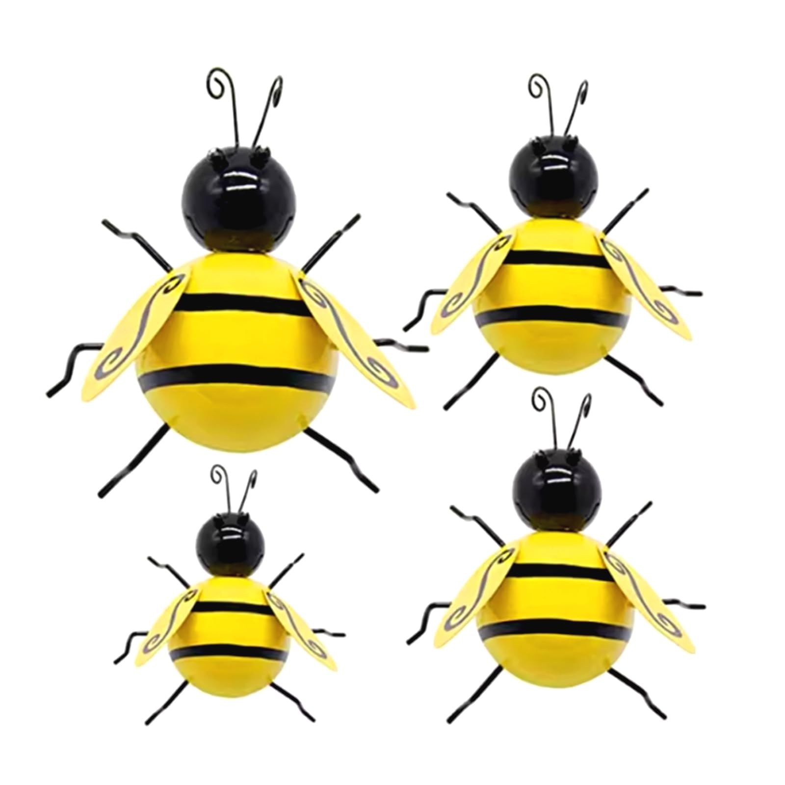 Wilsonzin 4 Decoraciones de Abejas metálicas, decoración de Pared de Metal 3D,Adornos de jardín de abejorro, Animales Escultura de Pared para La Oficina en Casa Jardín Decoración de Pared Al Aire