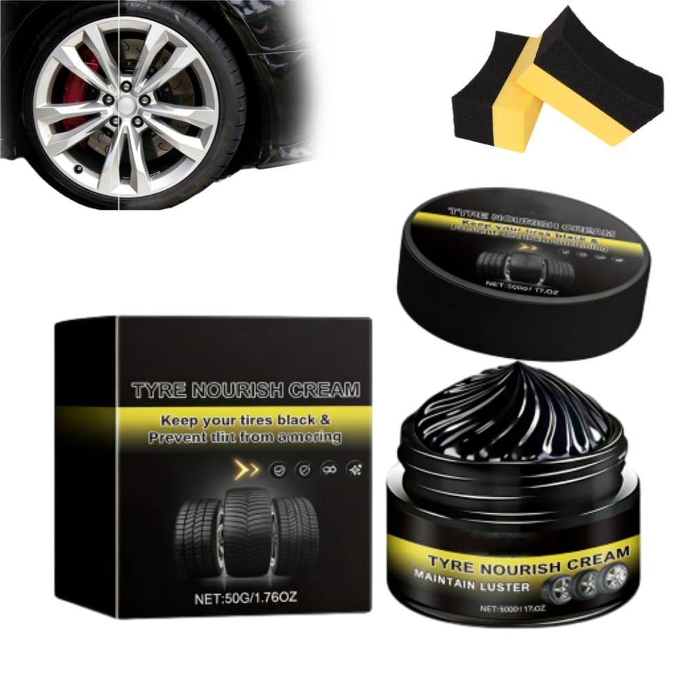 Tyre Nourish Cream, Tire Wax – Restores Black Gloss, Tire Shine, Tyre Nourish Cream Maintain Luster, For Car Tires (2PCS) — view 2