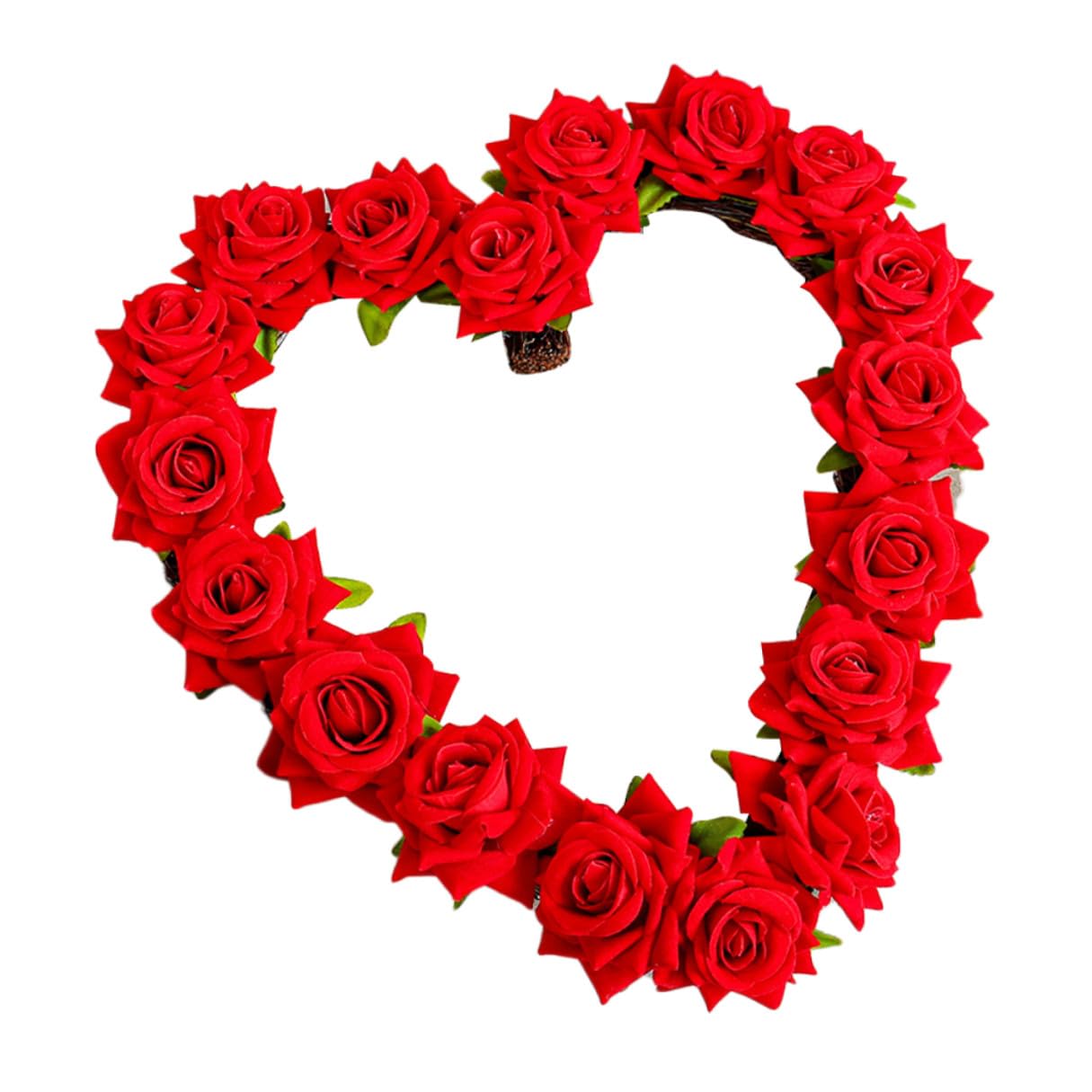 Homoyoyo Ghirlanda Floreale Artificiale a Forma di Cuore Finta per Decorazione Porta D’ingresso Festa Anniversario Matrimonio Rosso