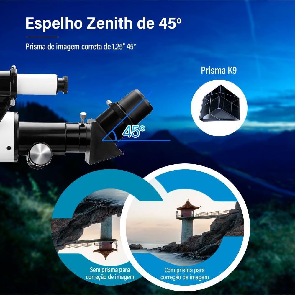 Telescópio, Telescópios de Abertura de 60 mm para Astronomia de Adultos, Telescópio Refrator Profissional Portátil para Iniciantes e Crianças Telescópio, Telescópios de Abertura de 60 mm para Astronomia de Adultos, Telescópio Refrator Profissional Portátil para Iniciantes e Crianças