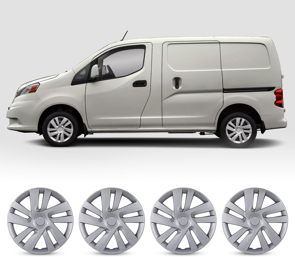 Winjet 15'' Wheel Covers Replacements Hubcaps for 2013-2021 Nissan NV200 Wheel Rim Covers, [Only Fit Iron Hub & Steel Wheel] Snap On Installation(15 Inch Set of 4, Lacquer)