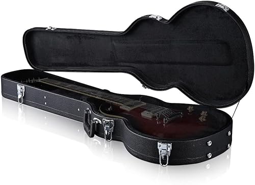 Miniatura 4 de ZeHuoGe Electric Guitar Hard Case Electric Guitar Wooden Hard Shell Lockable Black (Black for Electric LP Guitar)