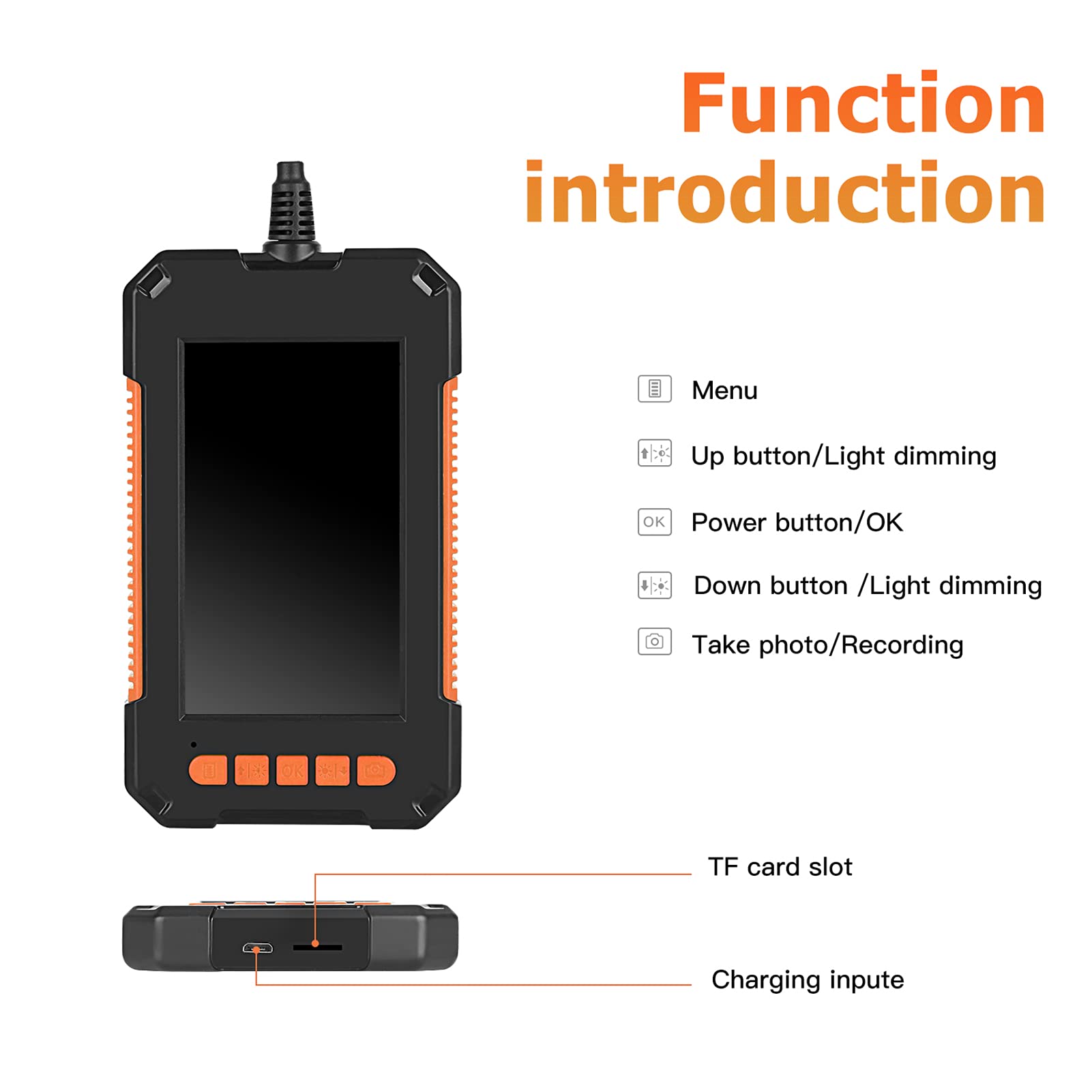 Kamera endoskopowa, przemysłowa kamera endoskopowa, ekran 4,3", 1080P HD, cyfrowa kamera boroskopowa, 8 mm, wodoodporna kamera wężowa ze światłami LED, bateria 2600 mAh (10 m)