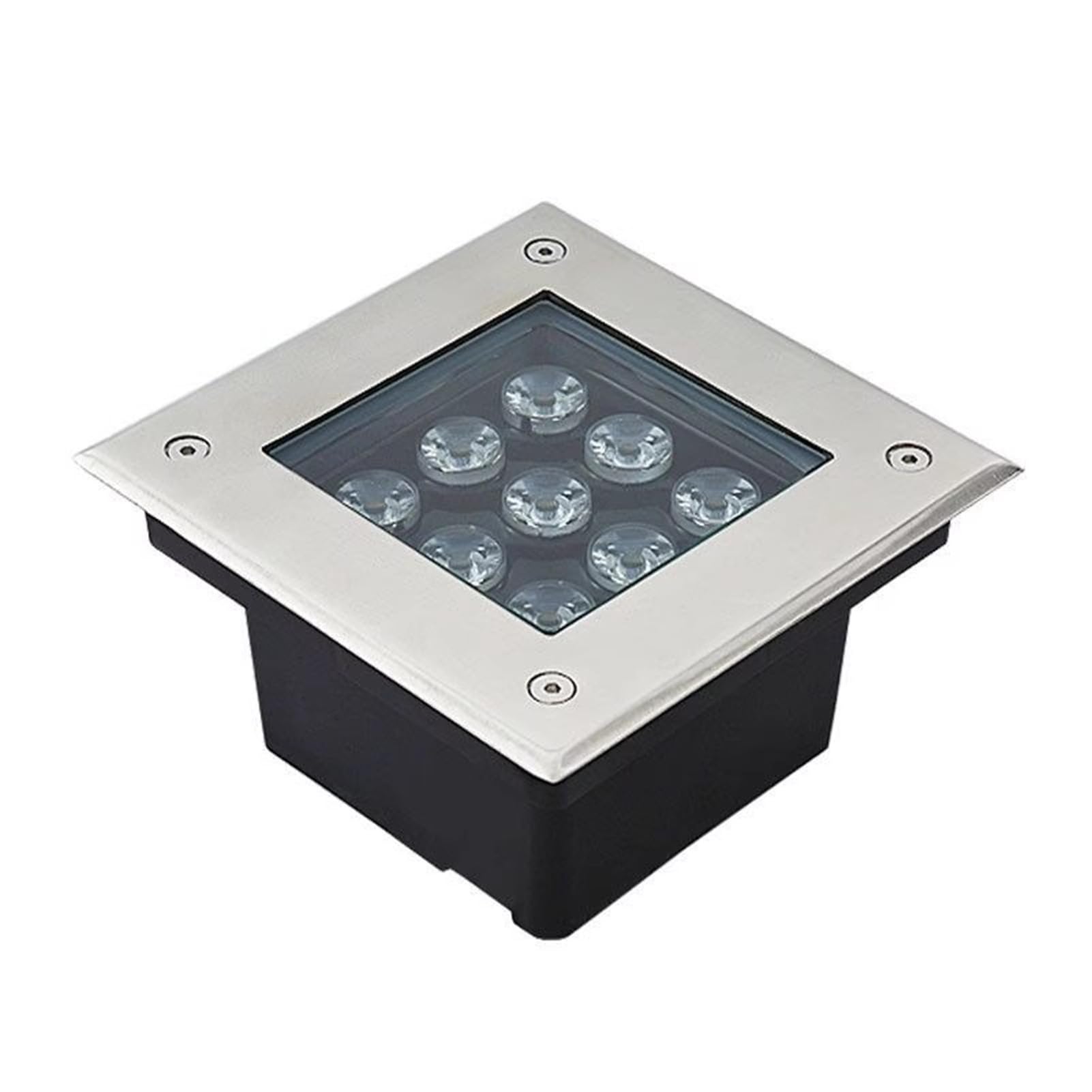 Oświetlenie sufitowe niskiego napięcia, kwadratowe podziemne światło zewnętrzne, IP66, wodoszczelne, DC 12/24 V, wbudowany reflektor oświetlenia krajobrazu na wjazd, taras, podwórko, do ogrodu
