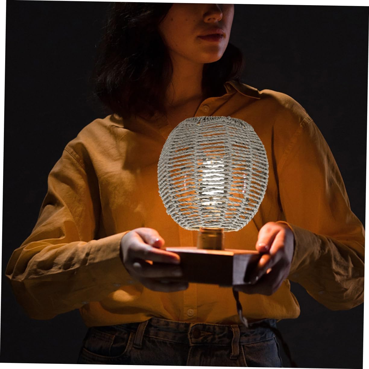 2pcs Imitation Rattan Pendant Lamp Shade Woven Bamboo Light Cover for Home Decor Versatile Ceiling Shade for Farmhouse and Restaurant Ambiance